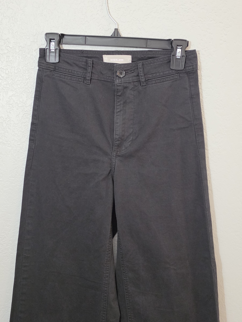 Everlane Lightweight Wide Leg Crop Stretch Cotton Pants Washed Black Womens 00 - Picture 3 of 11